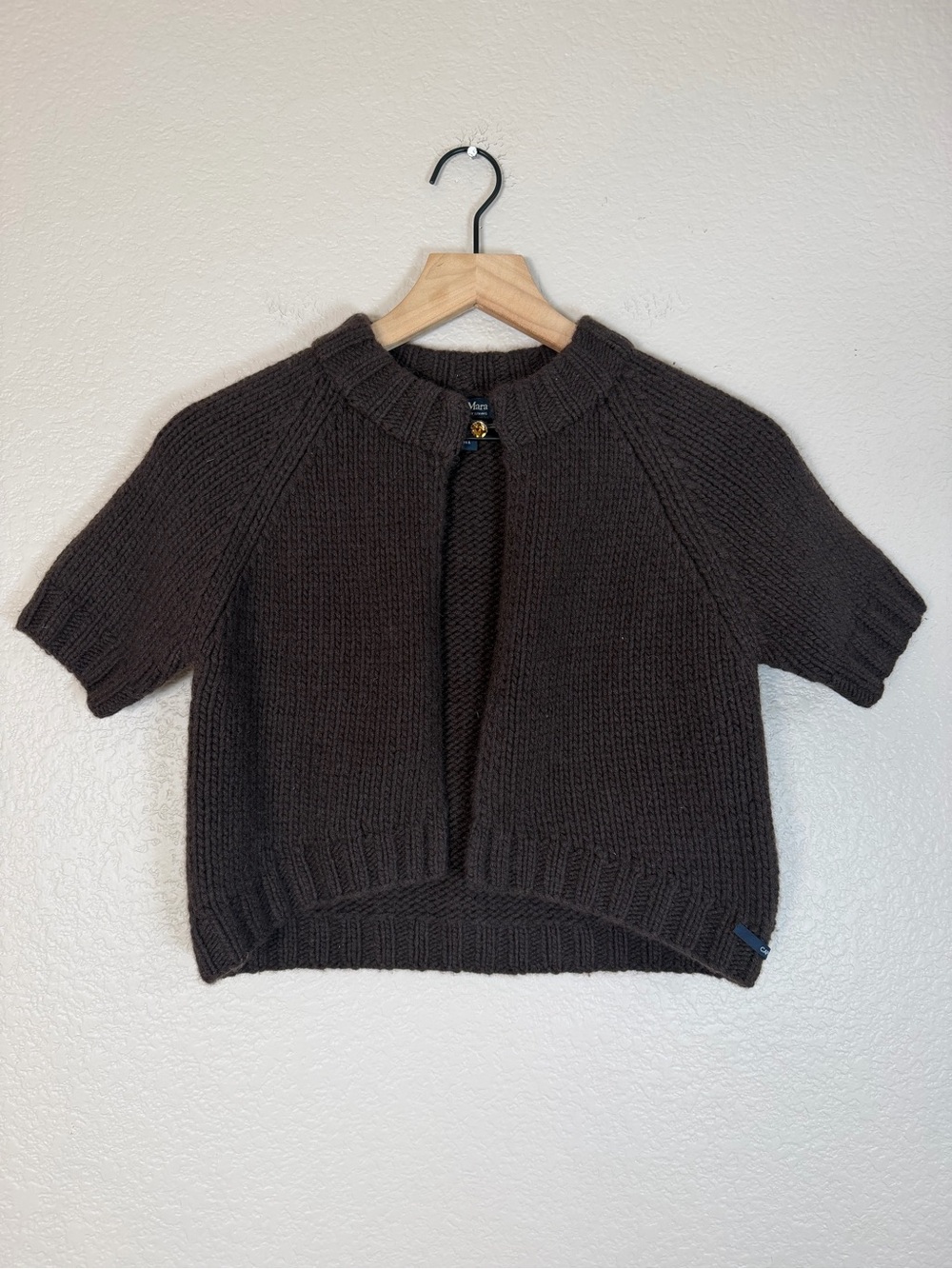 ‘S MaxMara Brown Hand Knit Cashmere Cropped Cardigan Sweater Size Small